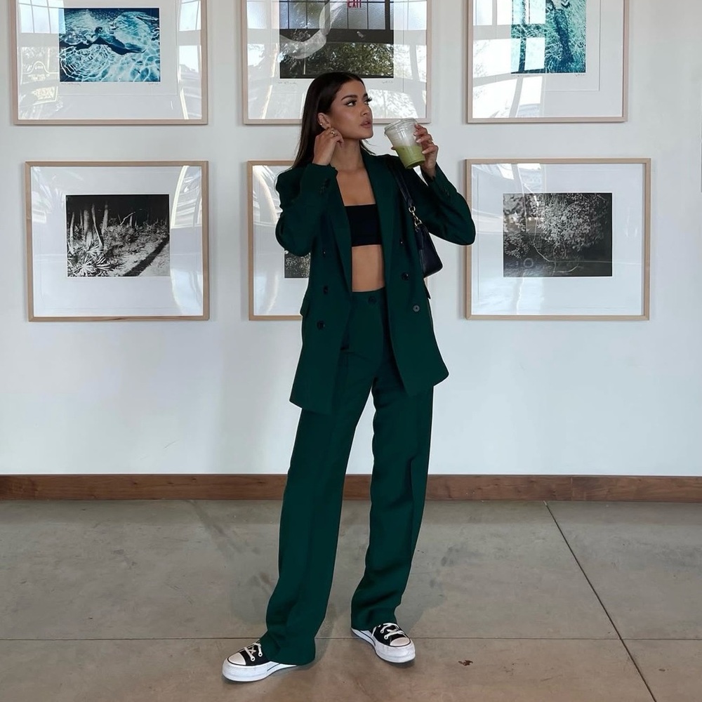 Zara Green Tailored Double Breasted Blazer - Picture 7 of 9